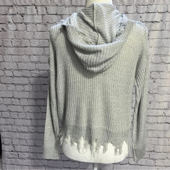 FULL CIRCLE TRENDS Zip-up Distressed Hooded Sweater Gray Juniors Small - Picture 2 of 7